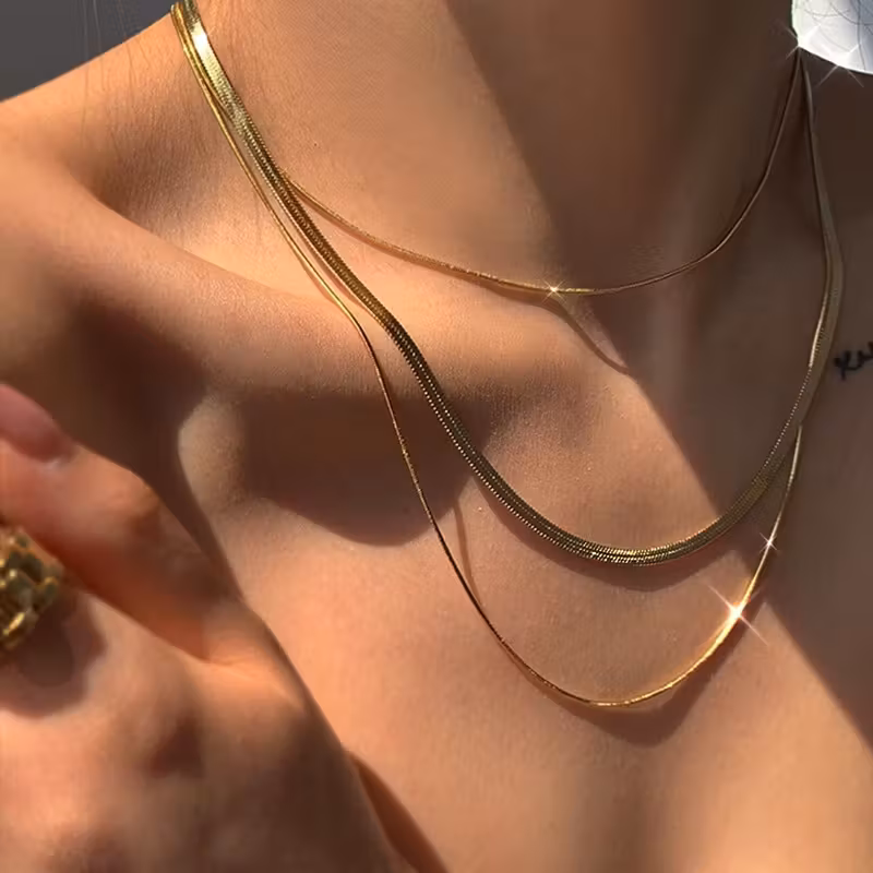 NECKLACE DOUBLE CHAIN PLATED STEEL