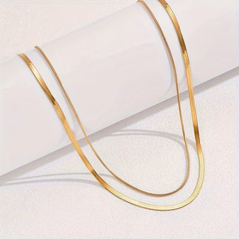 NECKLACE DOUBLE CHAIN PLATED STEEL - Image 2